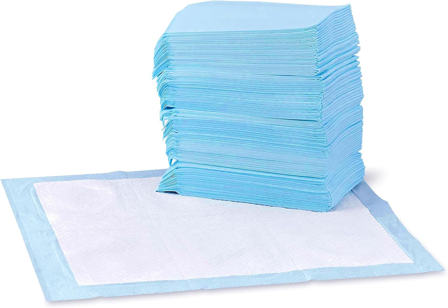 Dog and Puppy Pee Pads with Leak-Proof Quick-Dry Design for Potty Training, Standard Absorbency, Regular Size, 22 X 22 Inches, Pack of 100, Blue & White