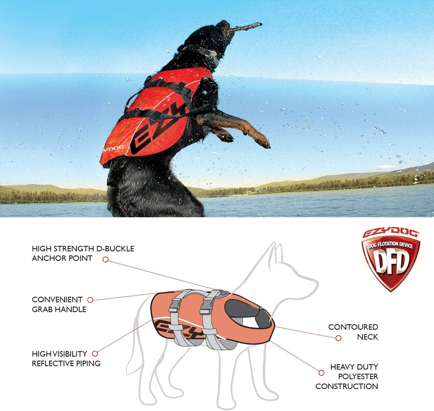 Doggy Flotation Device Dog Life Vest Jacket (DFD)