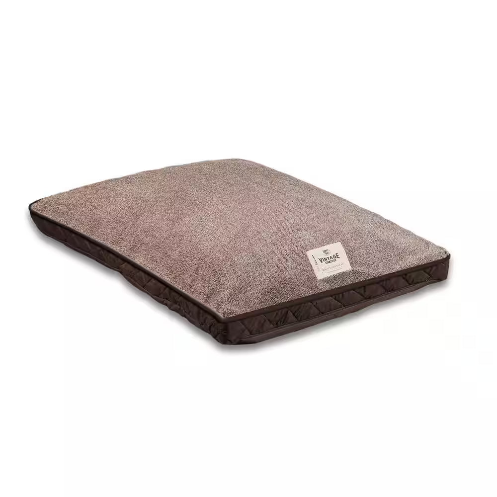 40 In. X 30 In. Piping Chocolate Quilted Microsuede Pet Bed