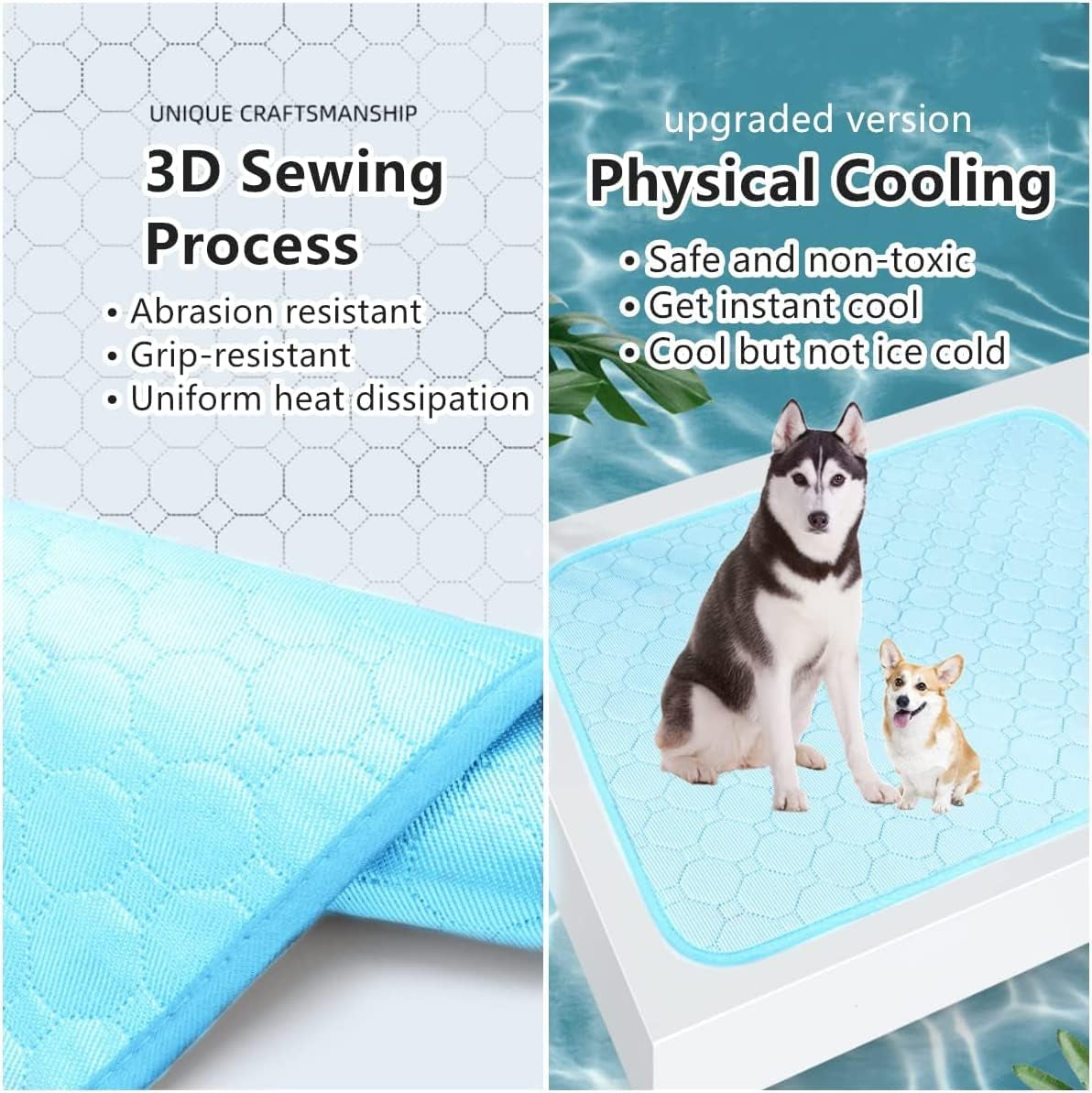 Dog Cooling Mat, Pet Cooling Mat for Dogs No Water or Electricity Needed Dog Cooling Pad for Kennels, Crates, Cars, Indoor & Outdoor Ice Silk Cooling Dog Mat for Extra Large Dogs Puppy Cats Animal